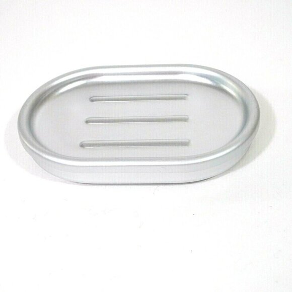 Set of 2 Made By Design Soap Dish Aluminum Silver Bath Bathroom 3.3" x 5" NEW - Picture 3 of 7